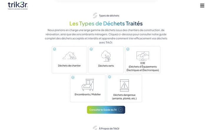 Trik3r Collecte : Types de déchets pris en charge.